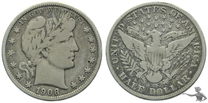 USA 1/2 Dollar 1908 D